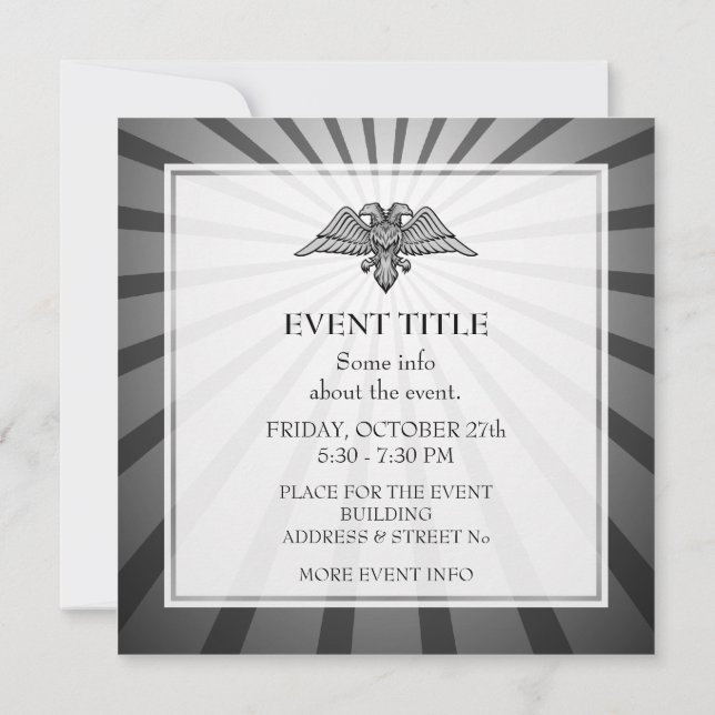 Grått örn med två huvuden inbjudningar (Baksida)