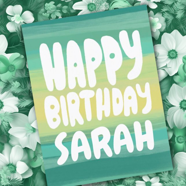 GRATT PÅ FÖDELSEDAGEN Färgglada Vattenfärg Ränder  Vykort (CUSTOM birthday card! Add your name or text to this colorful postcard.)