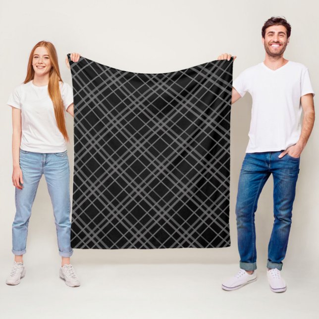Grått på Mönster-design i svart Tartan Play Fleecefilt (Skapare uppladdad)