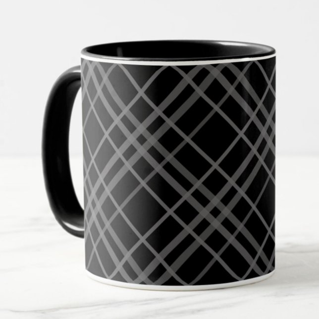 Grått på Mönster-design i svart Tartan Play Mugg (Skapare uppladdad)