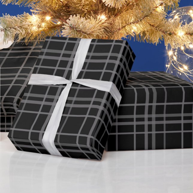 Grått på Mönster-design i svart Tartan Play Presentpapper (Skapare uppladdad)