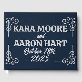 Grått på Slate Blue Edwardian Bröllop Gästböcker