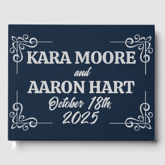 Grått på Slate Blue Edwardian Bröllop Gästböcker