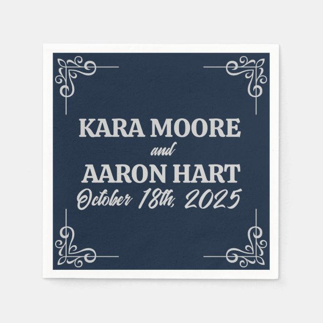 Grått på Slate Blue Edwardian Cocktail Pappersservett (Framsidan)