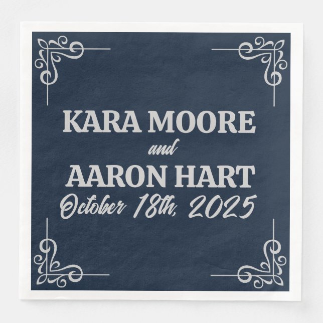 Grått på Slate Blue Edwardian Pappersservett (Framsida)