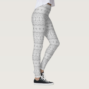 Grått på White Mandala Medallion Stripe Leggings