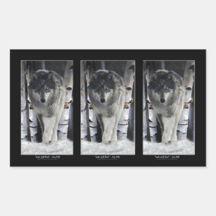 GRÅTT PACK VARG Wildlife Supporter Artwork Rektangulärt Klistermärke