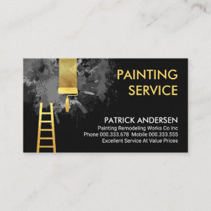 Grått Paint Splatter Guld Penselmålning Visitkort