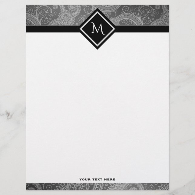 Grått Paisley Initial (Framsida)