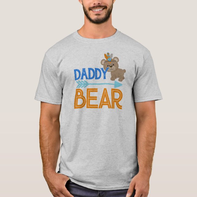 Grått pappa Bear Vild One Woodland Birthday T-Shir T Shirt (Framsida)
