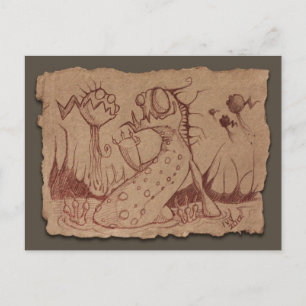 Grått Papper Sketch: Swamp Sak Vykort