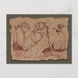 Grått Papper Sketch: Swamp Sak Vykort