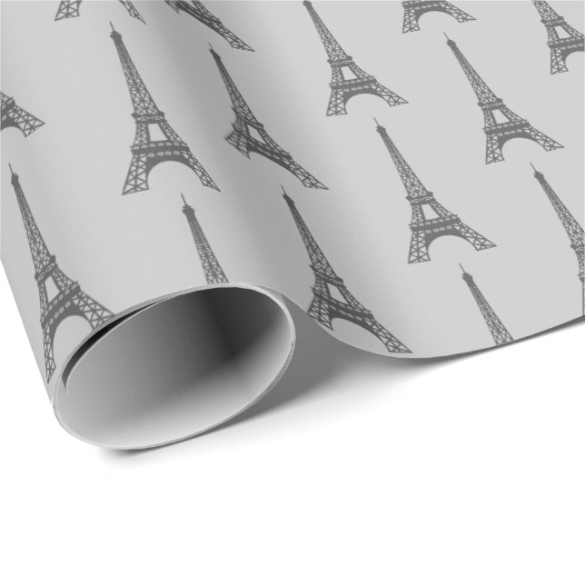 Grått Paris gift Wrap Wrapping Papper Frankrike Presentpapper (Rullad Hörn)