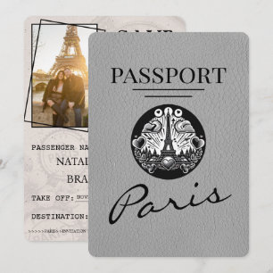 Grått Paris pass Spara datum Datumet
