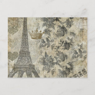 Grått Parisian Collage Vykort