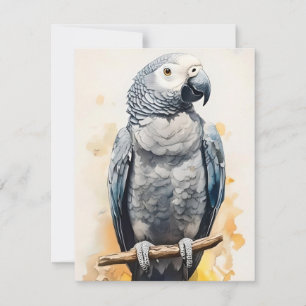 Grått Parrot i vattenfärger Julkort