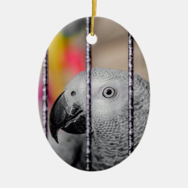Grått Parrot Julgransprydnad Keramik (Framsidan)