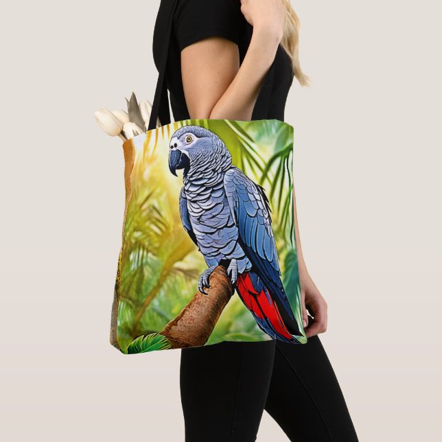 Grått Parrot Perch Tygkasse (Närbild)