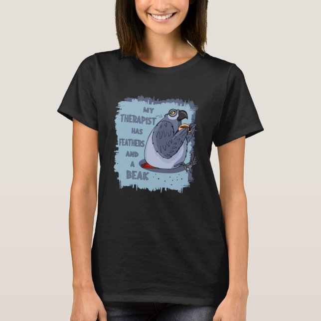 Grått Parrot Therapist - Lustigt Gift-koncept för  T Shirt (Framsida)