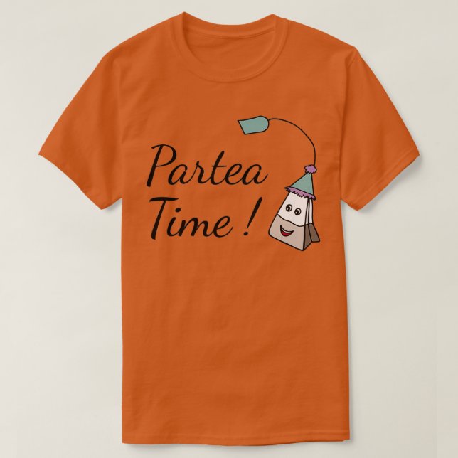 Grått Partea Time Tea Shirt and Gifts T Shirt (Design framsida)