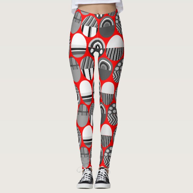 Grått Patternerade Ovaler Leggings (Framsida)