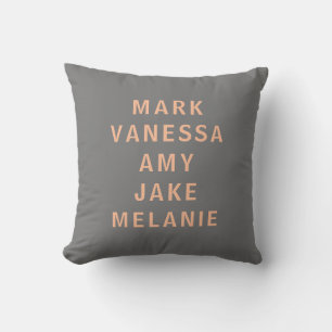 Grått Peach Modern Elegant Namn centrerad Kudde