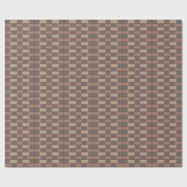 Grått Peach Rosa Brick Wall Presentpapper (Platt)