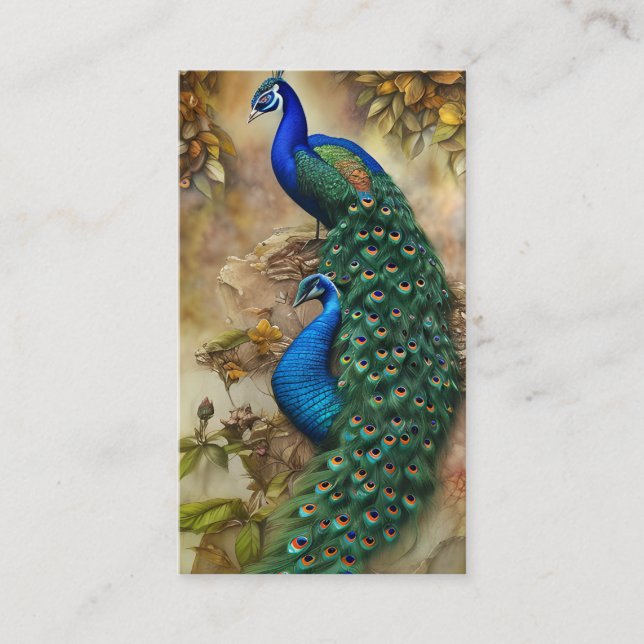 Grått Peacock Art Watercolor Painting (Framsida)