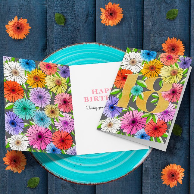 Grått Personlig 18:e födelsedag Blommigt Kort (Skapare uppladdad)