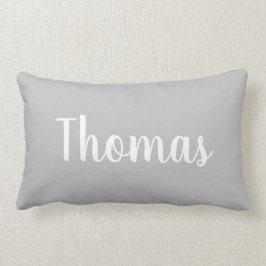 Grått personlig Namn Pillow Lumbarkudde