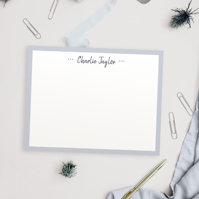 Grått-personligen för minimal manar-skript anteckningskort (Gray Minimalist script mens personalized Note Card)