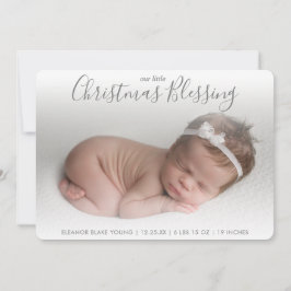 Grått Photo Birth Announcement Elegant jul Julkort