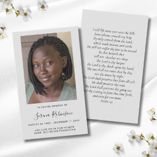 Grått Photo Sympathy Funeral Memorial Card Visitkort