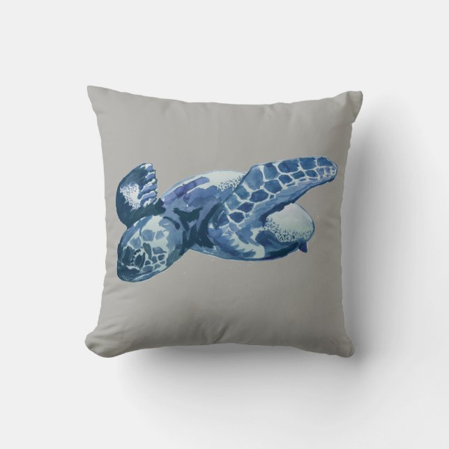 Grått Pillow-färgning av havssköldpadda Kudde (Framsida)