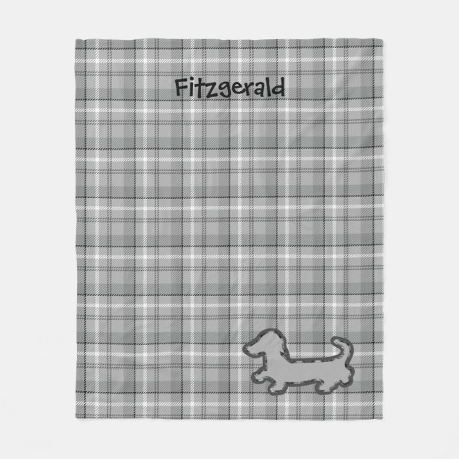 Grått Play Dachshund Fleece Blanket (Framsidan)