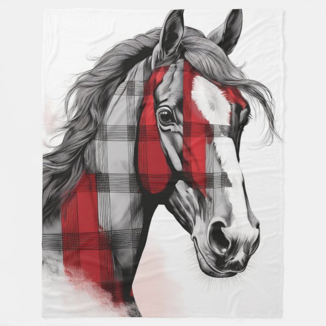 Grått Play Horse Fleecefilt (Framsidan)