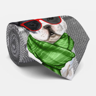 Grått Play och en Helgdag Boston Terrier-jul Slips