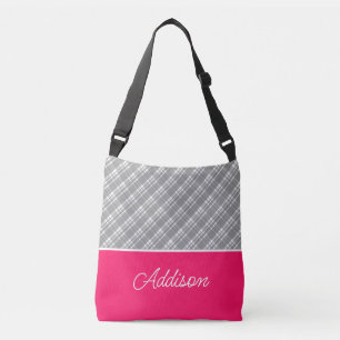 Grått Play och Rosa Rand Crossbody Bag Axelväska