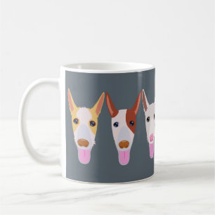 Grått Podenco Hund Tecknad Ansikte Kaffemugg