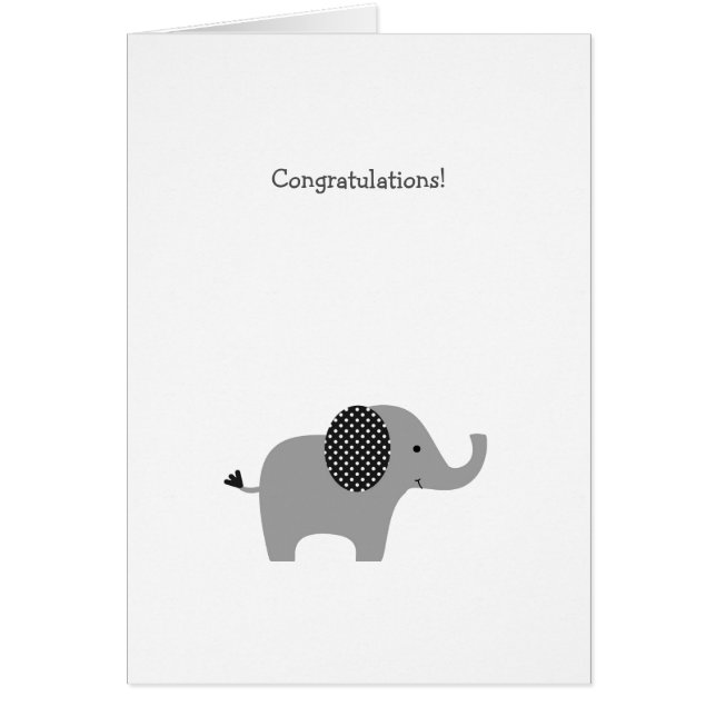 Grått Polka Dot Elephant Baby Gratulerart kort (Framsidan)