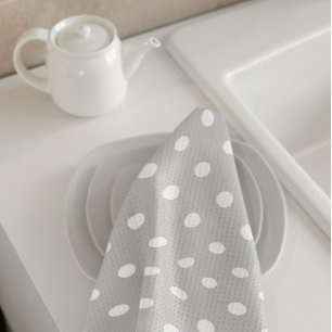 Grått Polka Dot Kökshandduk
