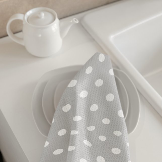 Grått Polka Dot Kökshandduk (Skapare uppladdad)