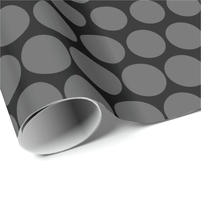 Grått Polka Dot Modern Black Presentpapper (Rullad Hörn)