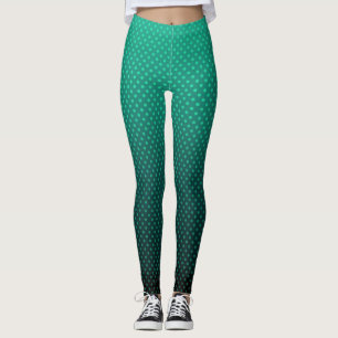 Grått polka dots-grönt-abstrakt för övertoning, fe leggings