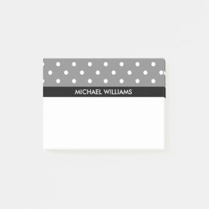 Grått Polka dots med svart Rand Post-it Block