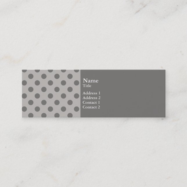 Grått Polka dots Mini Visitkort (Framsida)