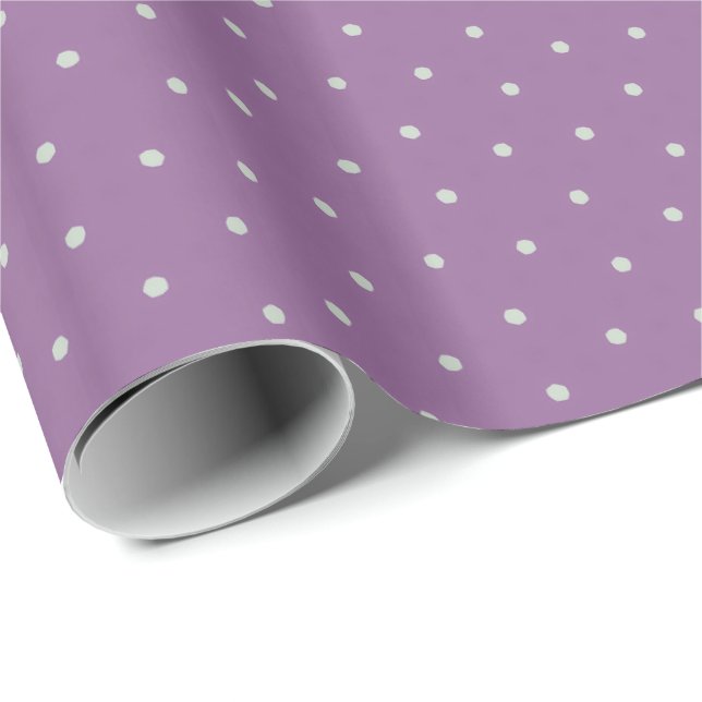 Grått Polka dots på Lila - bakgrund Presentpapper (Rullad Hörn)