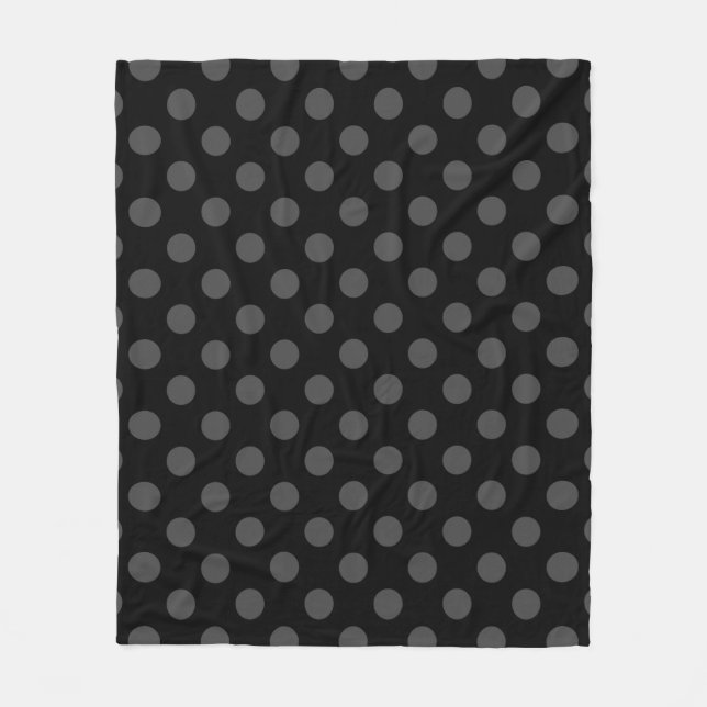 Grått polka dots på svart fleecefilt (Framsidan)