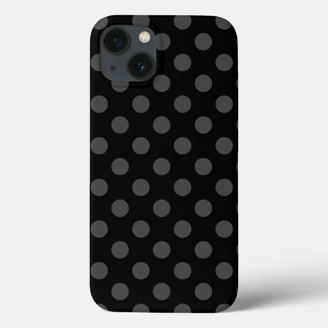 Grått polka dots på svart Fodral-Mate iphone case (Baksida)