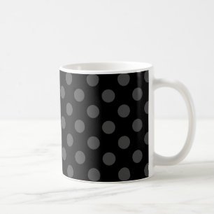 Grått polka dots på svart kaffemugg